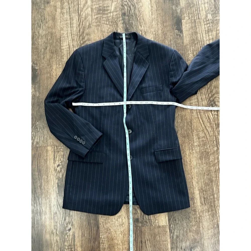 DKNY Mens Pinstripe Wool Blazer 42R Bloomingdales Canada Made Suit Jacket‎